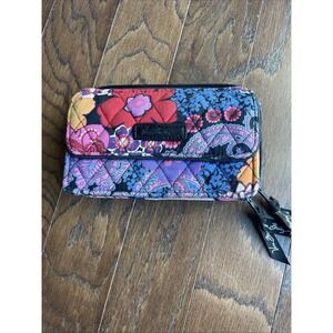 Vera Bradley All‎ In One Crossbody Wristlet Floral Fiesta Retired *no Strap*